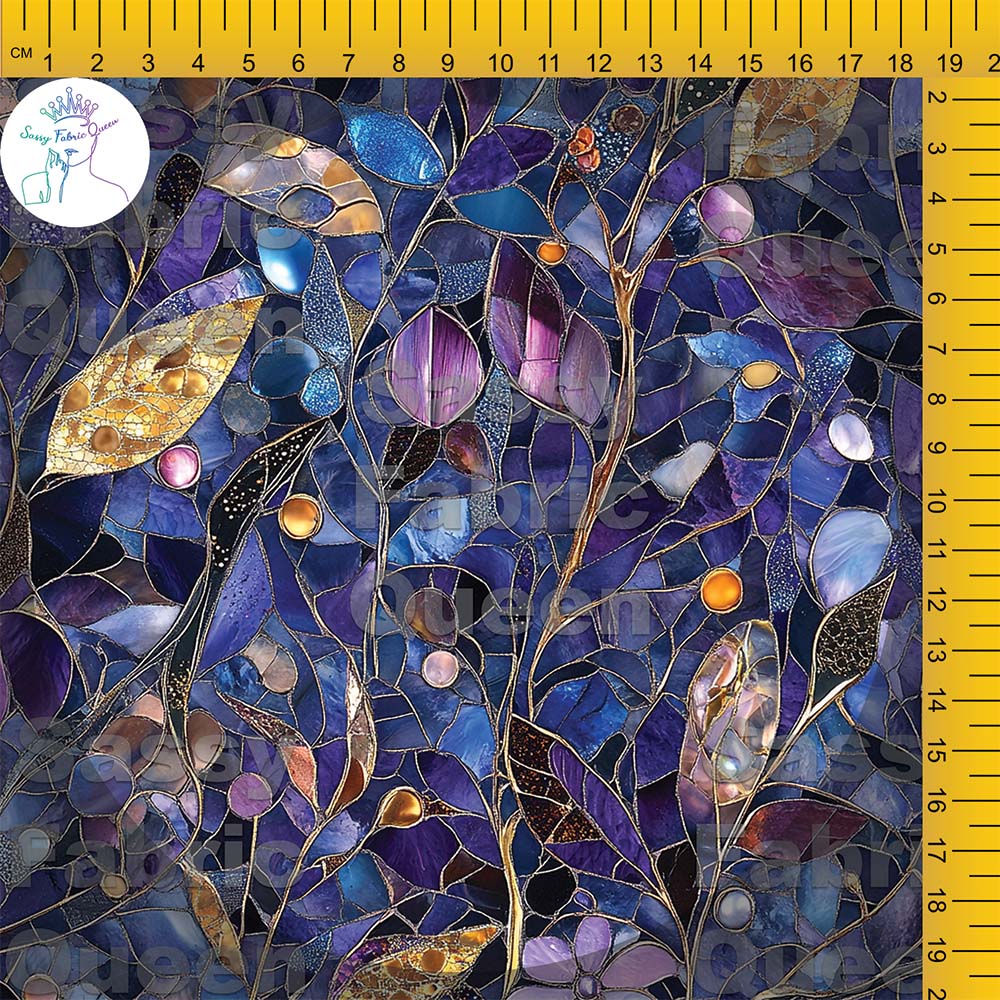 Mosaic Glass Leaves Purpblu 011