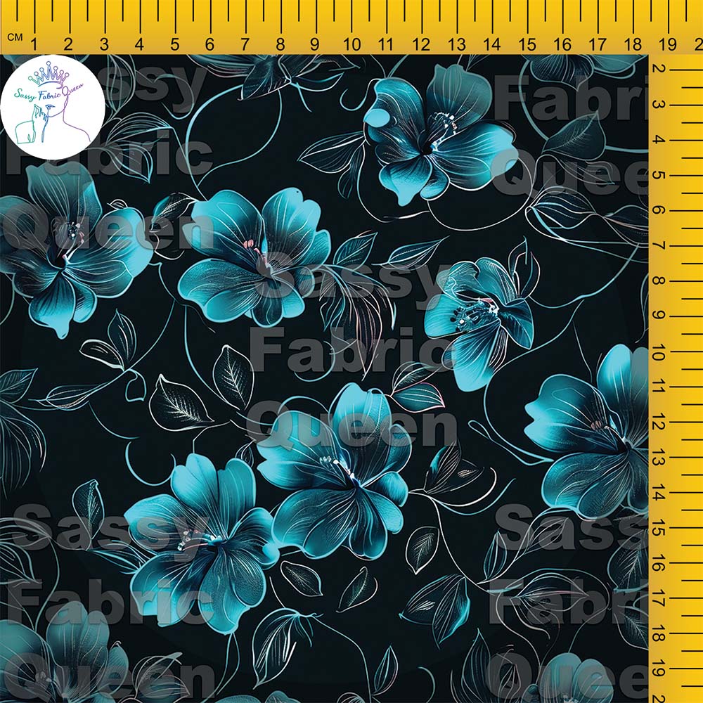 Neon Cyan Blooms 001