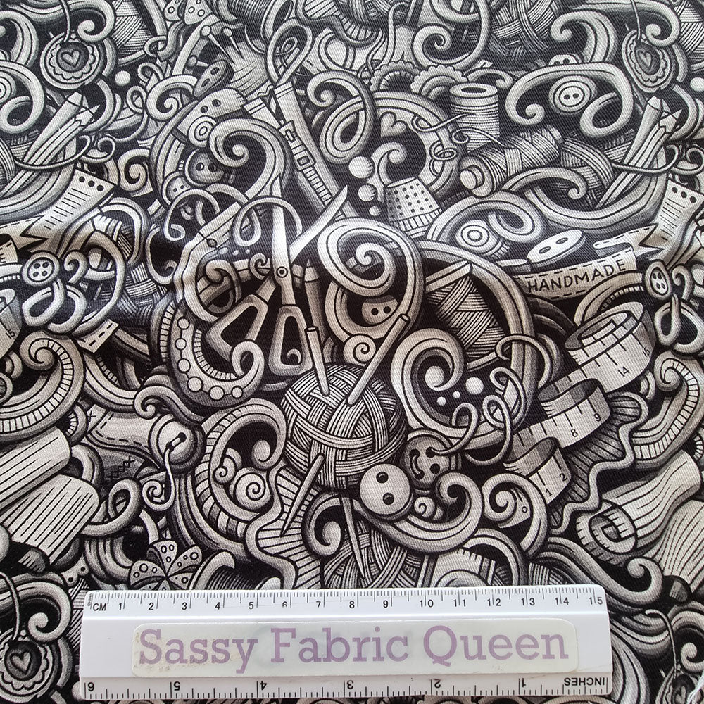 Sewing medley BlkWht - Cotton Woven