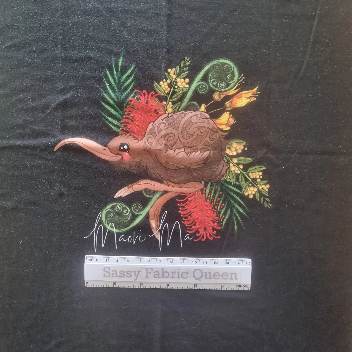 Kiwi with Words 37cmx50cm Panel - Double Brushed Polyester (DBP) 210gsm