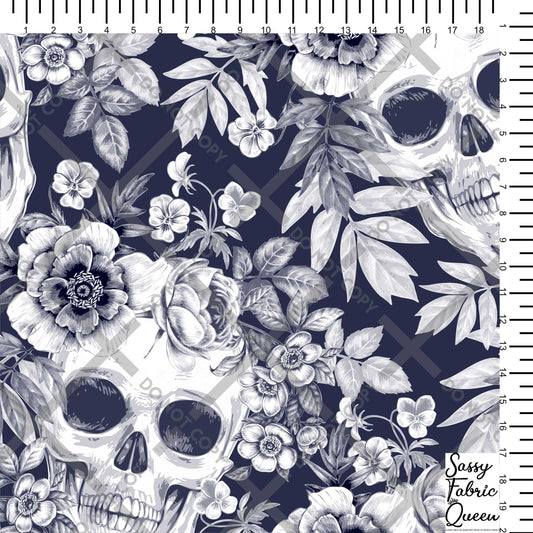 Rose Skulls Navy