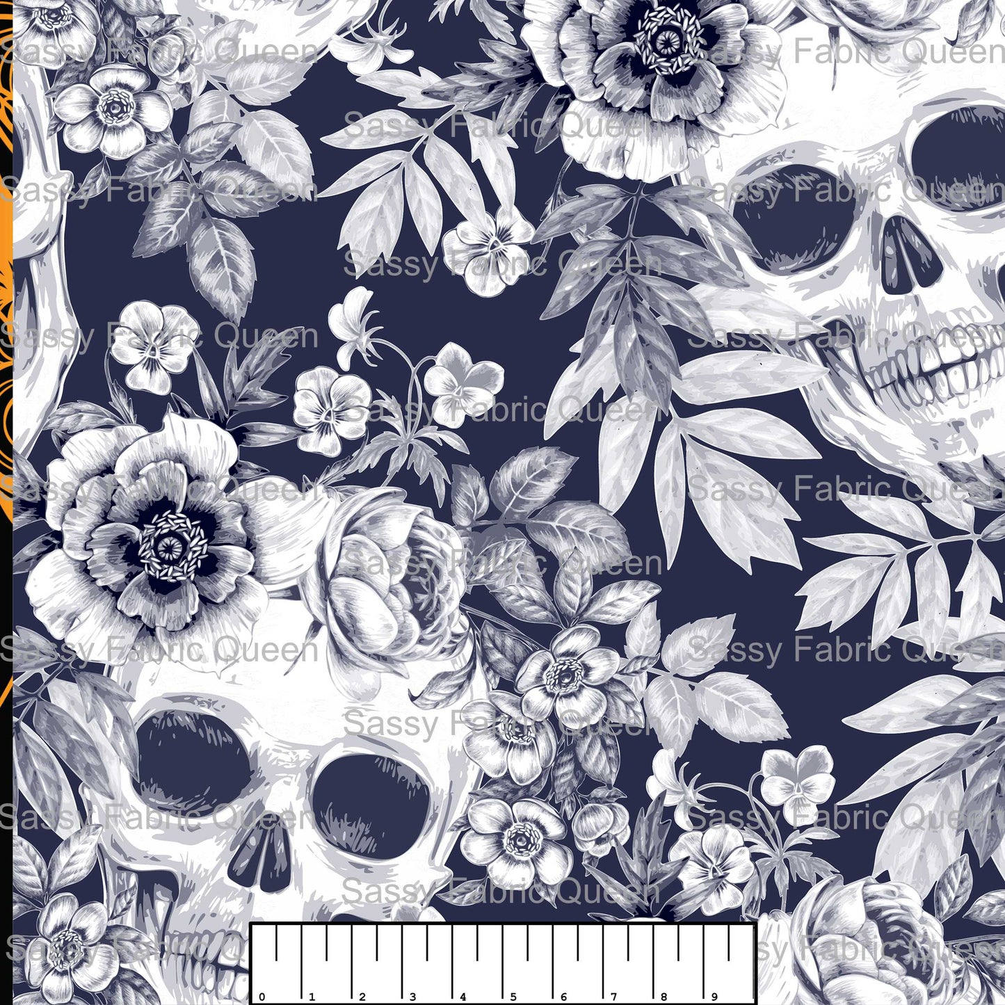 Rose Skulls Navy