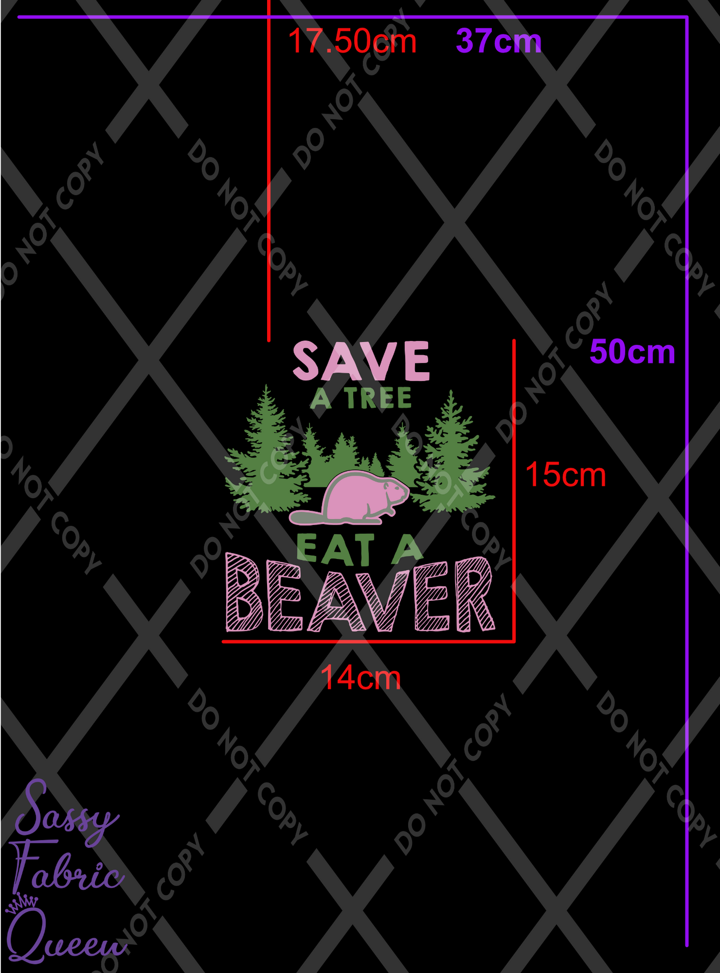 Save a tree, Eat a beaver pnk_grn panel