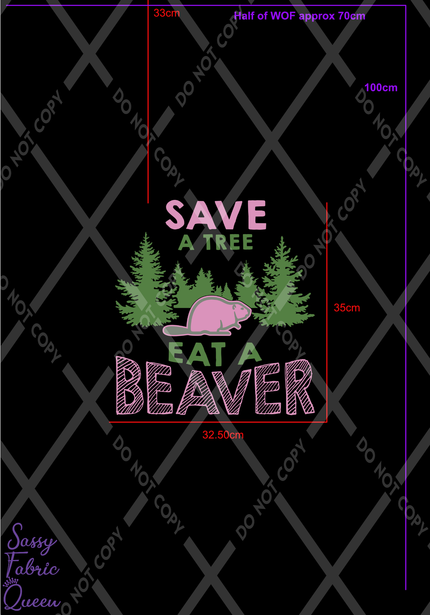 Save a tree, Eat a beaver pnk_grn panel