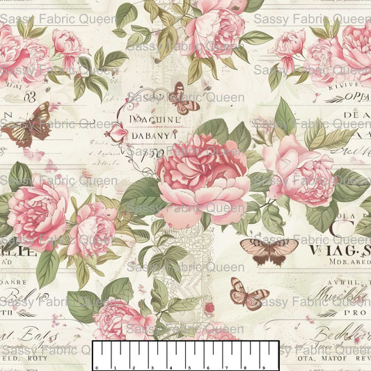 Vintage Romantic Floral Toile 005