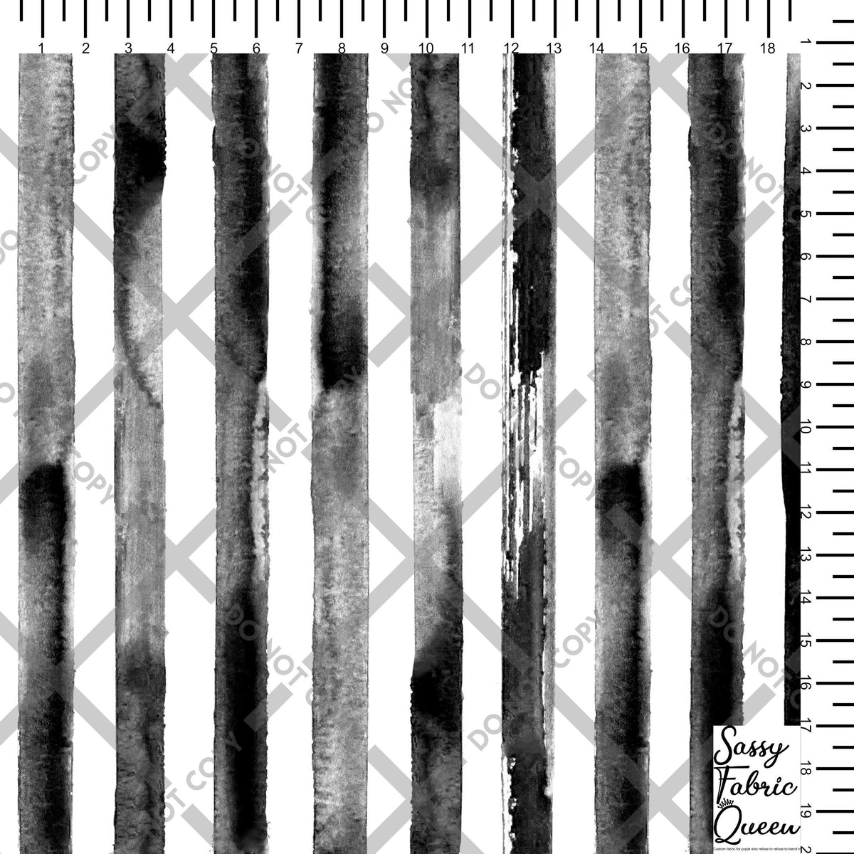 Watercolour stripe BLKWHT vertical