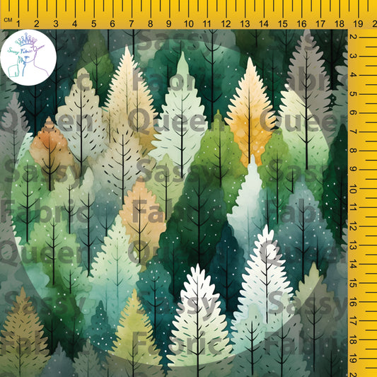 Watercolour trees - green