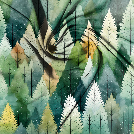 Watercolour trees - green