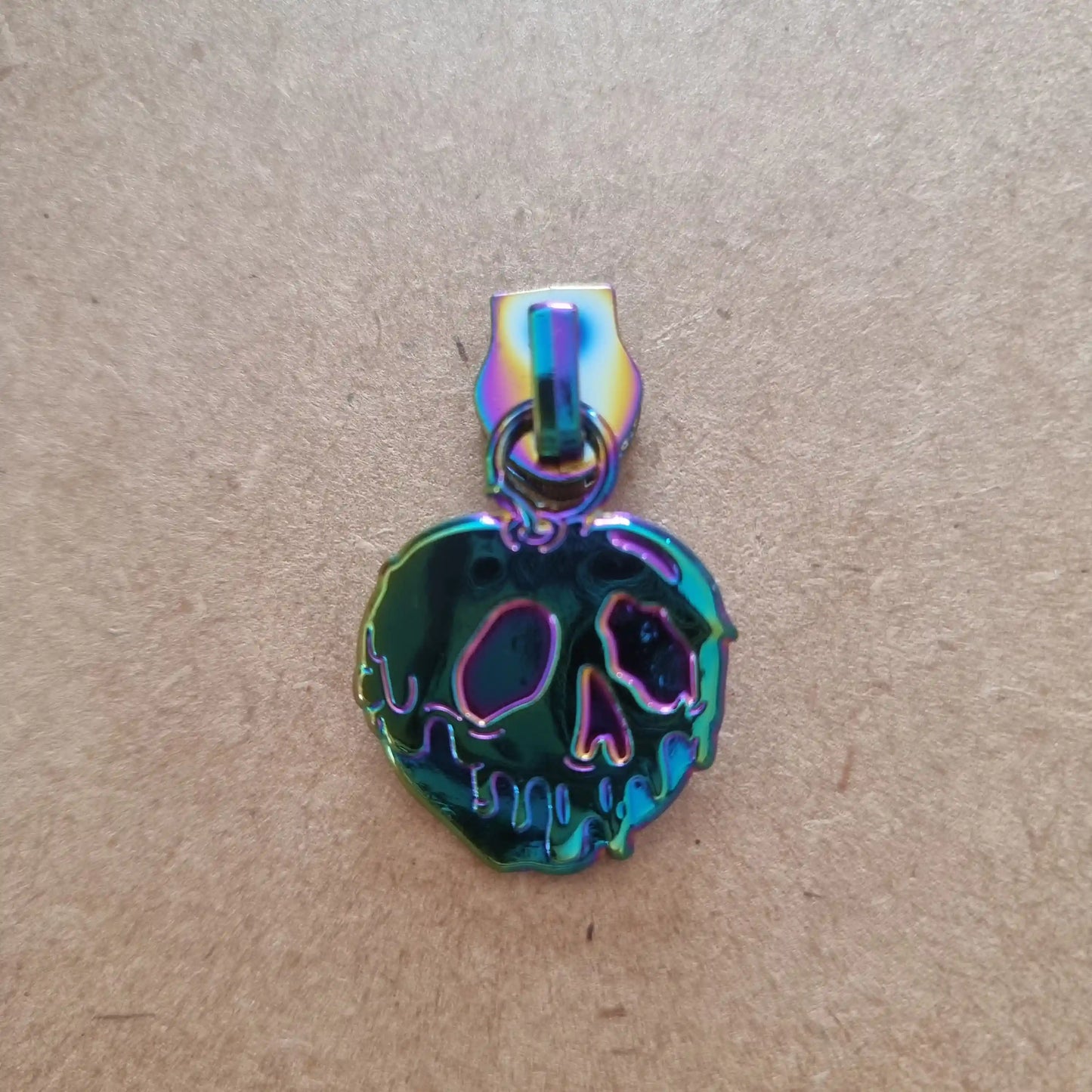 Zipper Pulls #5 - Rainbow Poison Apple Skull