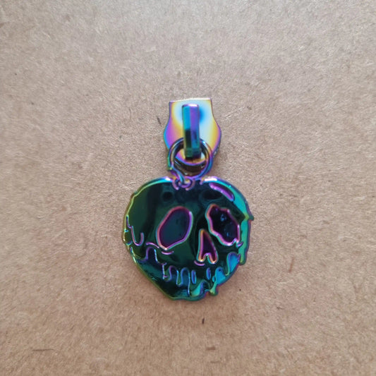 Zipper Pulls #5 - Rainbow Poison Apple Skull